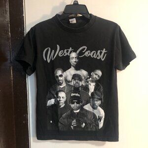 West Coast Rappers Black T-shirt, Size Small